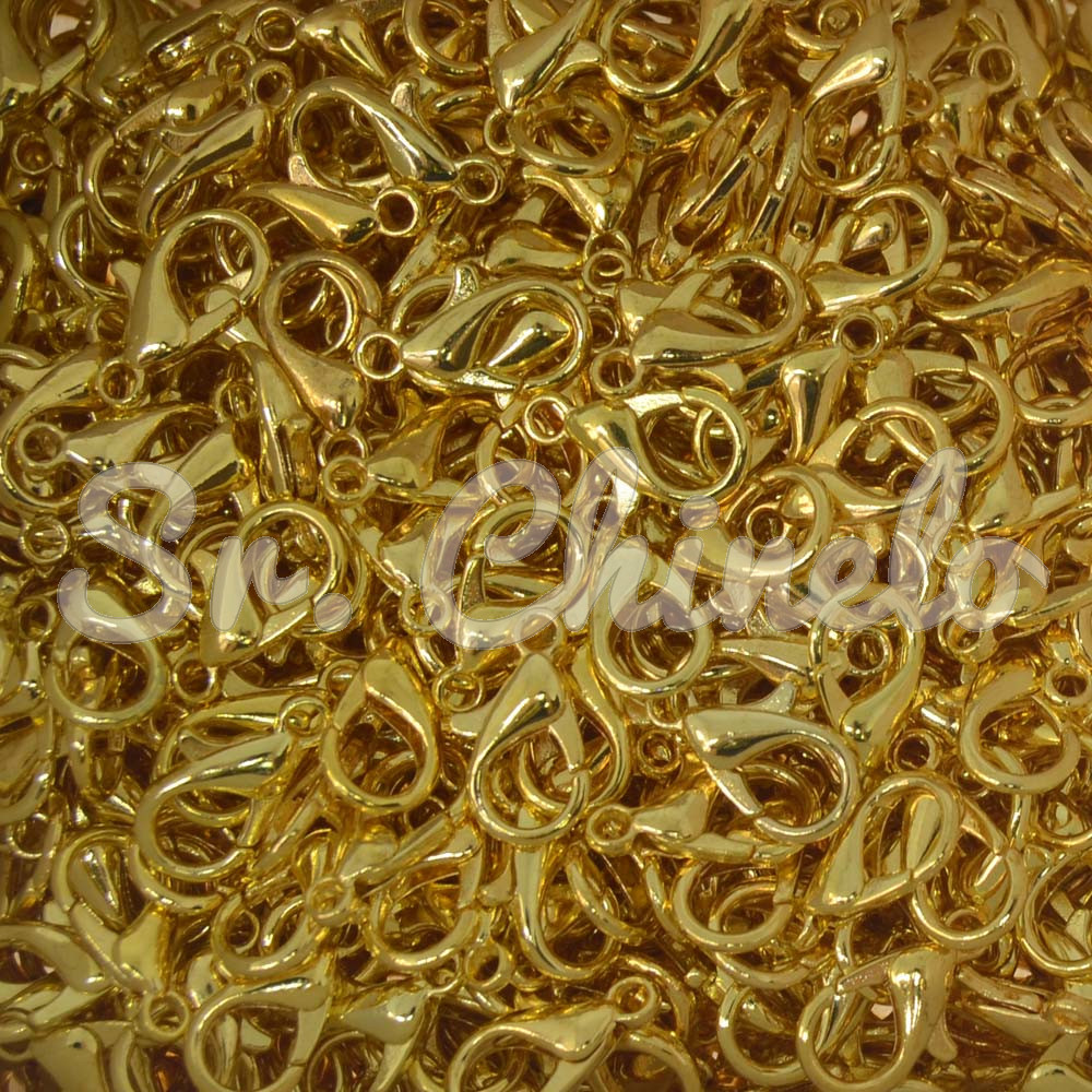 Fecho Lagosta de Metal, 12mm, Ouro