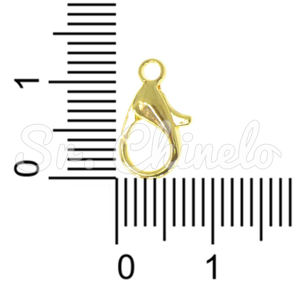 Fecho Lagosta de Metal, 12mm, Ouro