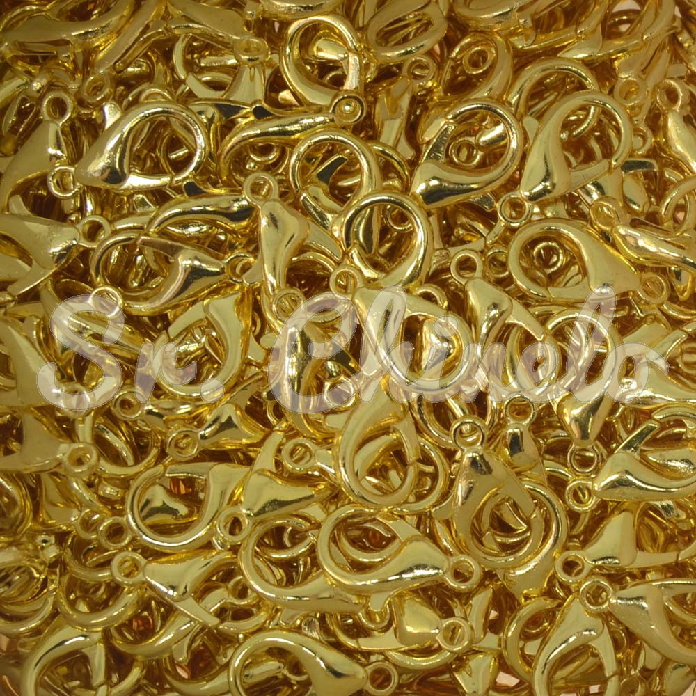 Fecho Lagosta de Metal, 14mm, Ouro