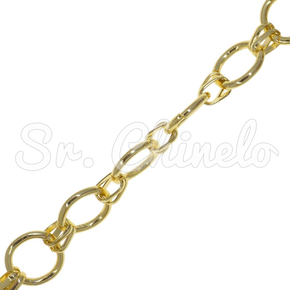 Corrente de Alumínio, Elo Português Fígaro, 3,5mm, Ouro