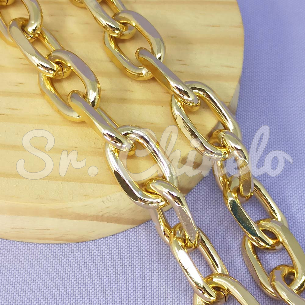 Corrente de Alumínio, 13mm x 20mm, Ouro