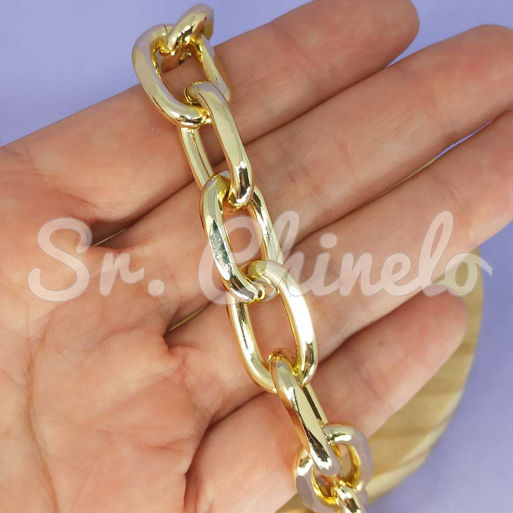 Corrente de Alumínio, 13mm x 20mm, Ouro
