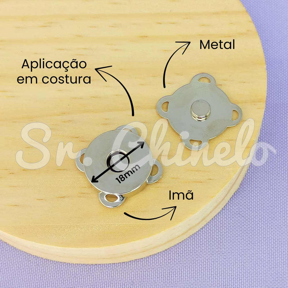 Fecho Magnético, 18mm, Níquel