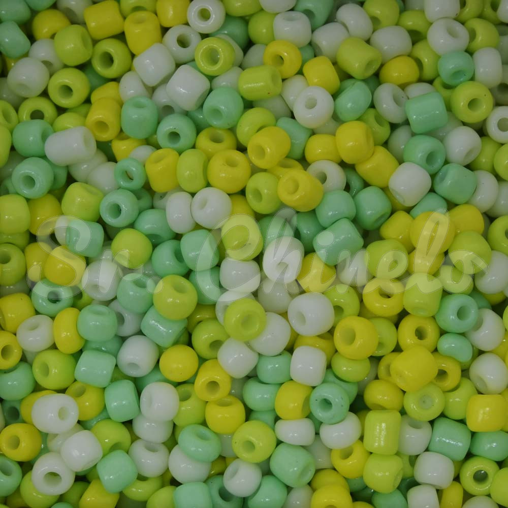 Miçangão, 6/0, Colorido Verde/Amarelo