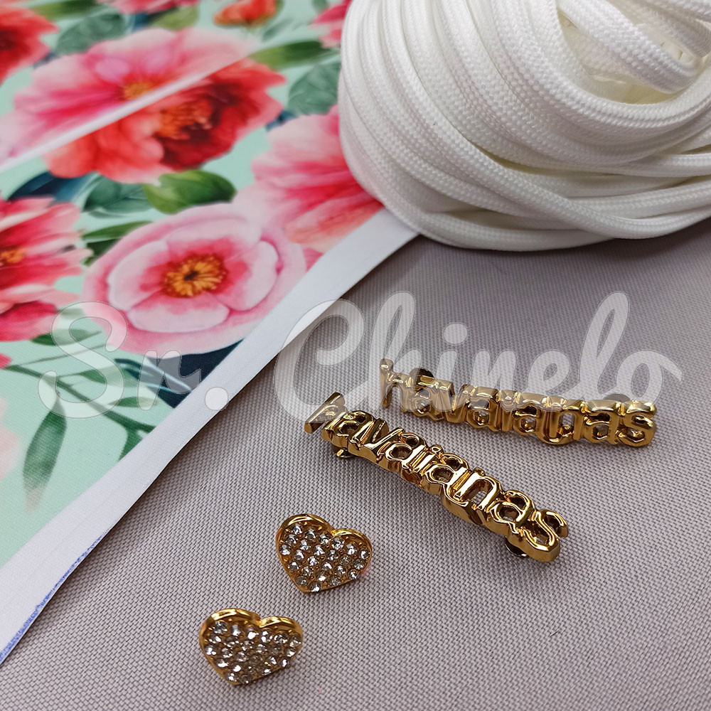 Kit Customização Completo - Modelo Inspiração DG com Lonita, Piercings e Cordão de Poliéster - Floral