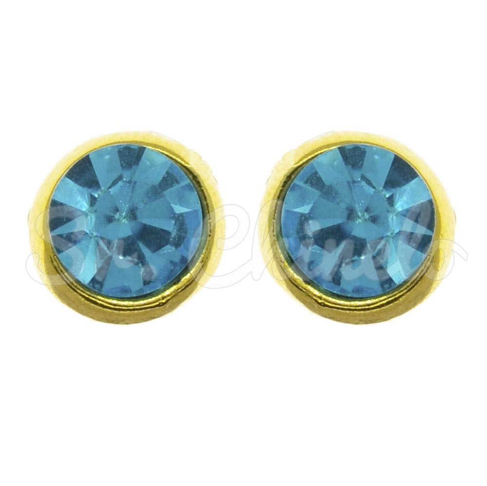 Piercing de Rebite, Ponto de Luz 8mm, Ouro, Aquamarine