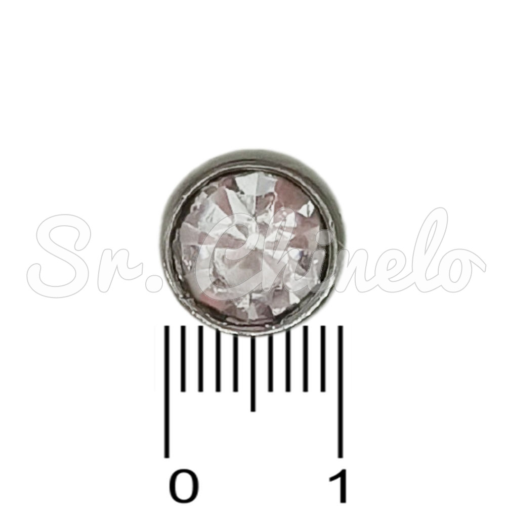 Piercing de Rebite, Ponto de Luz 8mm, Prata, Cristal