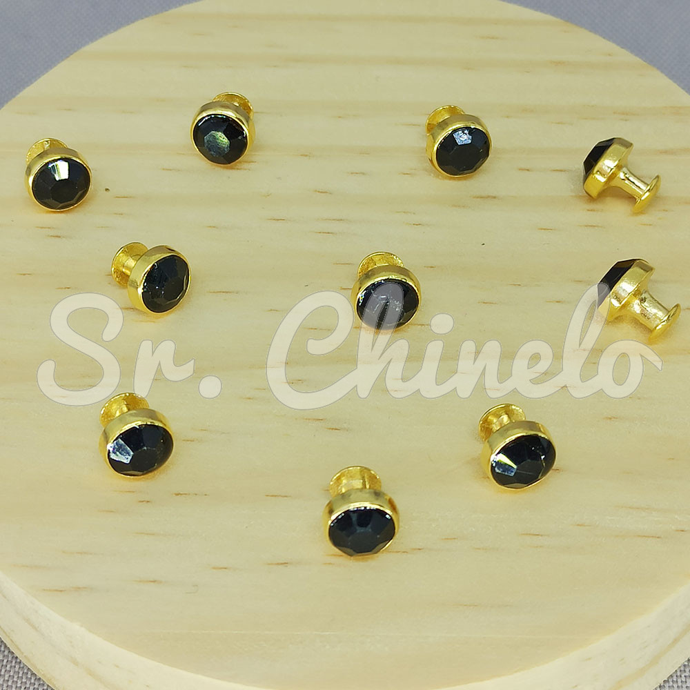 Piercing de Rebite, Ponto de Luz 8mm, Ouro, Jet