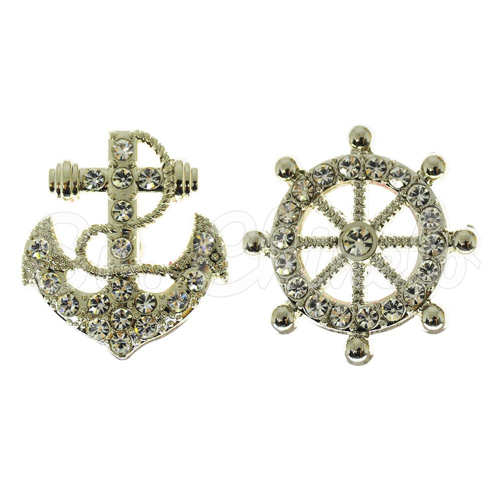 Piercing de Rebite, Âncora e Leme, Prata, Cristal