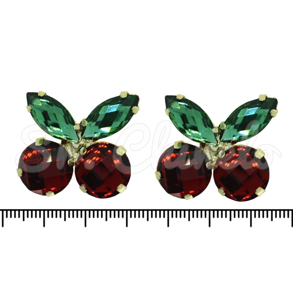 Piercing de Rebite, Banhado, Cereja, Vermelho/Verde