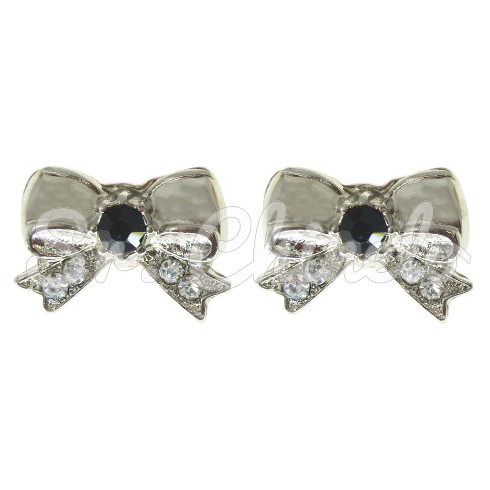 Piercing de Rebite, Laço, Cristal, Preto