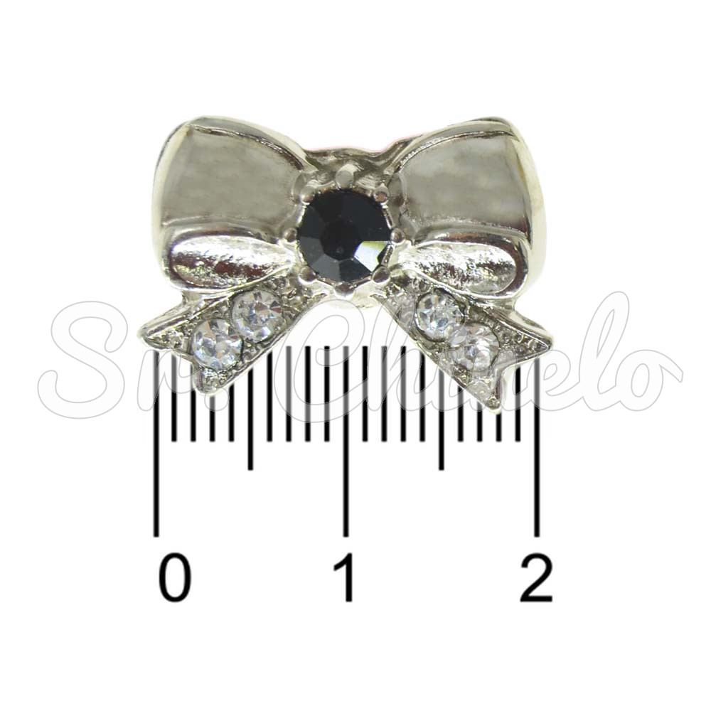 Piercing de Rebite, Laço, Cristal, Preto