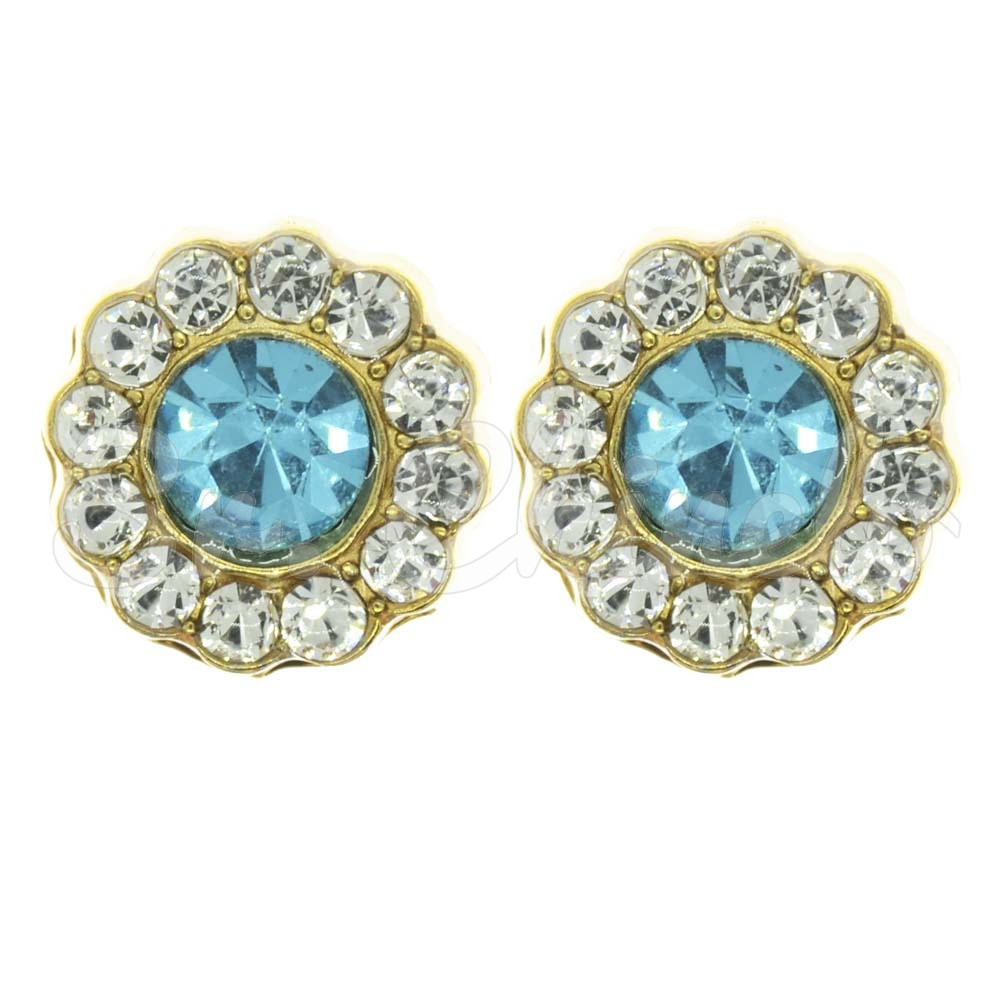 Piercing de Rebite, Flor Botão, Aquamarine