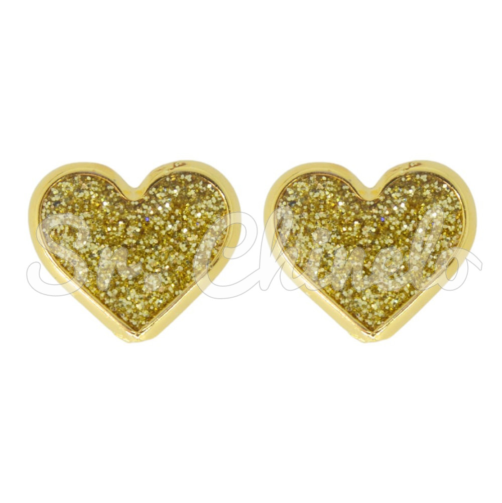 Piercing de Rebite, Coração com Glitter, Dourado