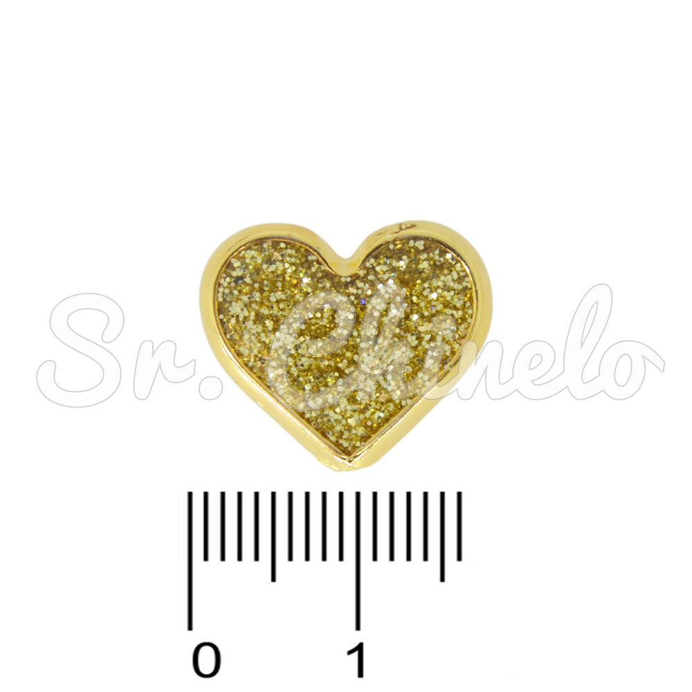 Piercing de Rebite, Coração com Glitter, Dourado