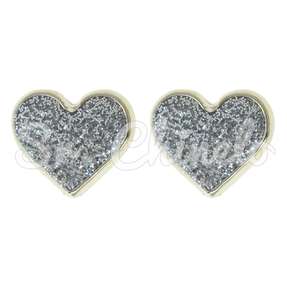 Piercing de Rebite, Coração com Glitter, Grafite