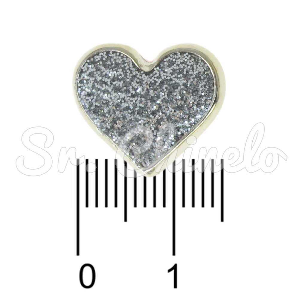 Piercing de Rebite, Coração com Glitter, Grafite