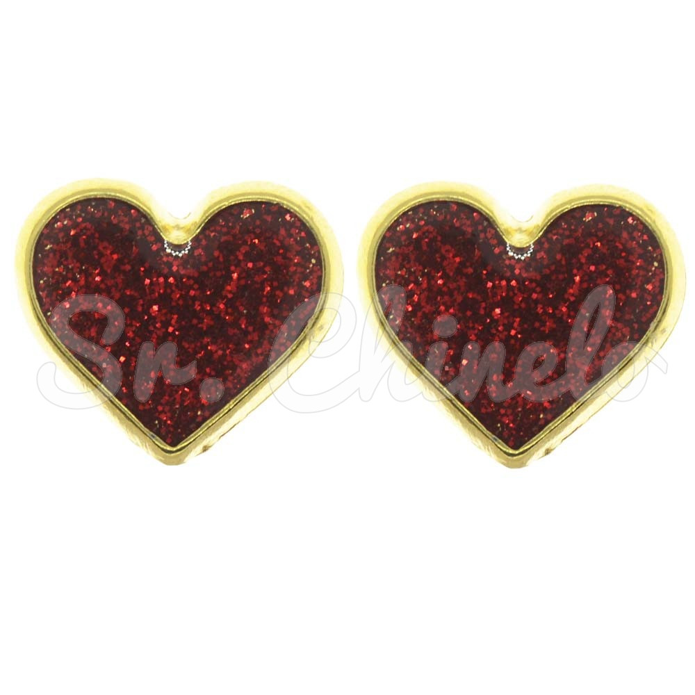 Piercing de Rebite, Coração com Glitter, Vermelho