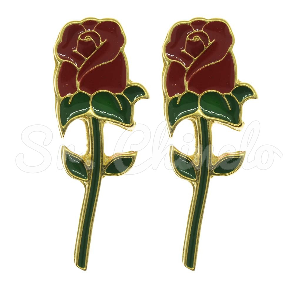 Piercing de Rebite, Botão de Rosa, Vermelho