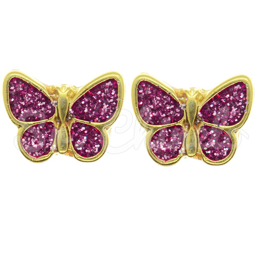 Piercing de Rebite, Borboletinha Pink com Glitter