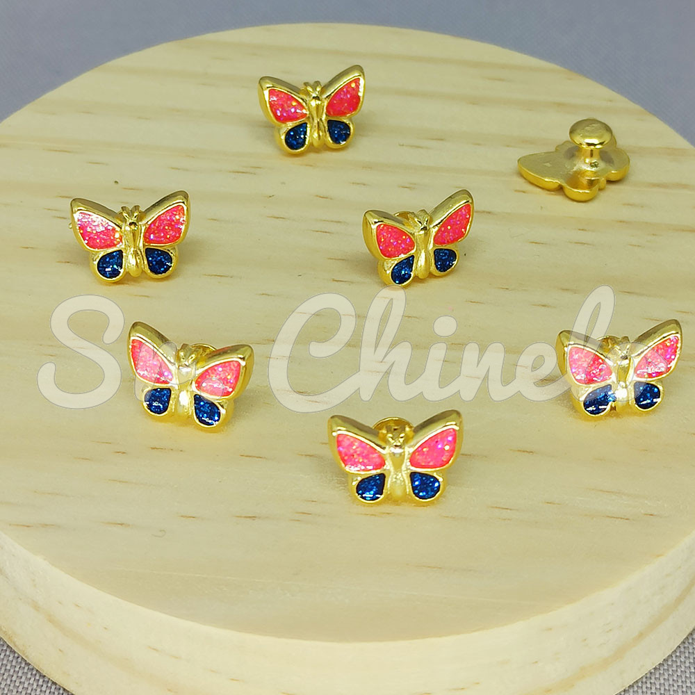 Piercing de Rebite, Borboletinha, Pink/Azul