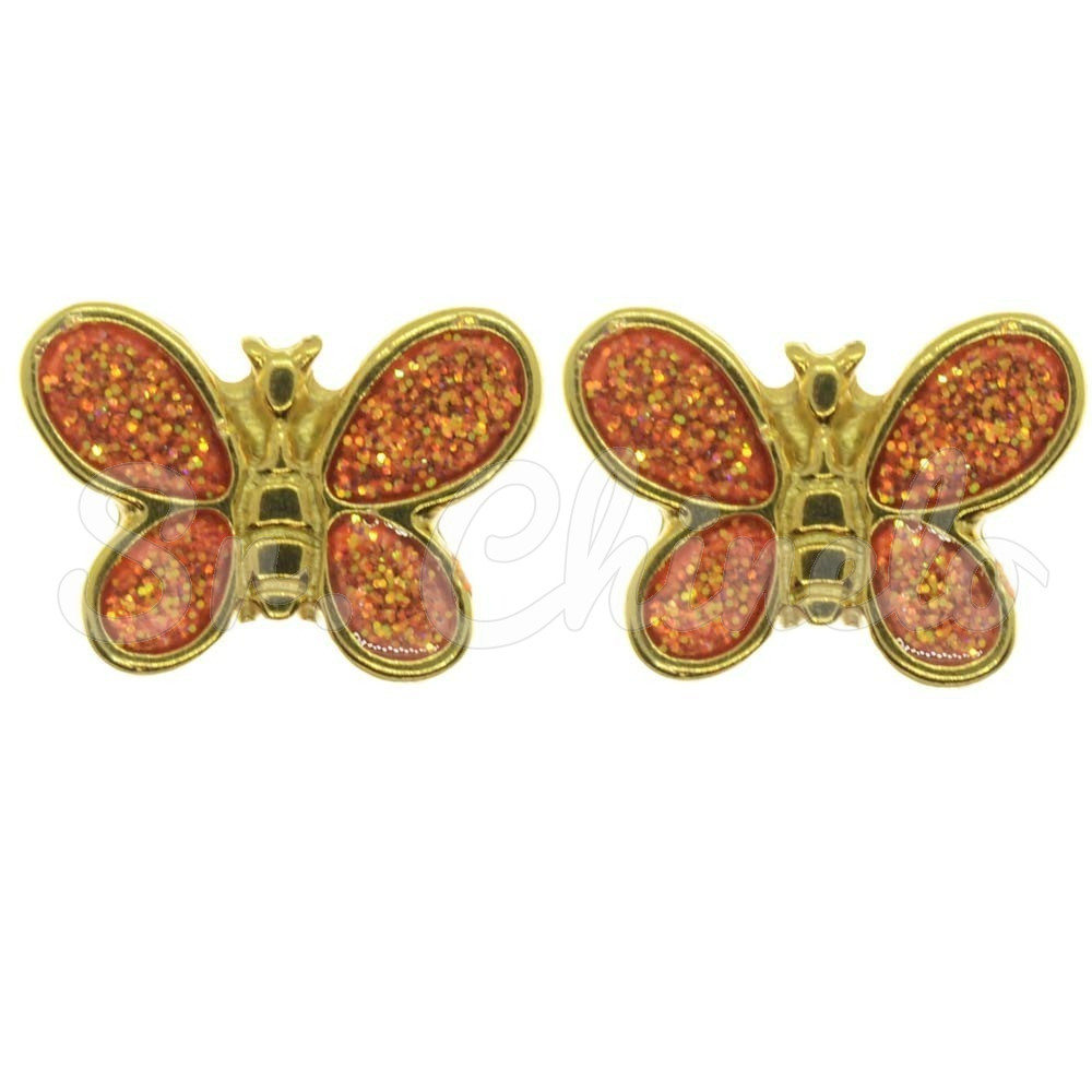 Piercing de Rebite, Borboleta Laranja com Glitter