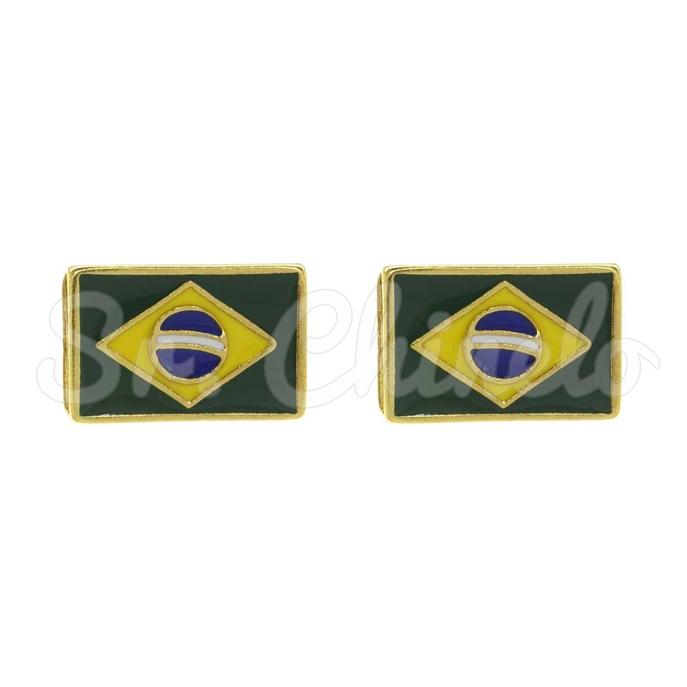 Piercing de Rebite, Bandeira Brasil, Verde/Amarelo/Azul/Branco