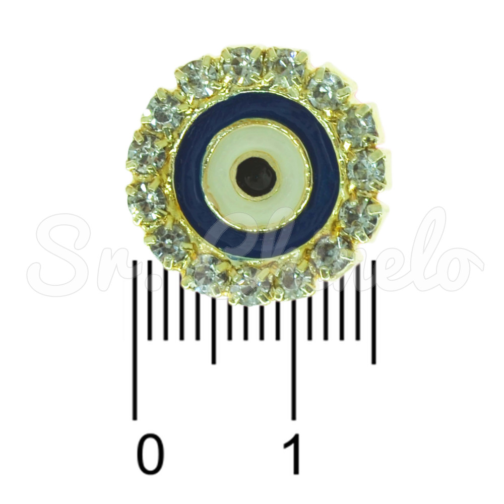 Piercing de Rebite, Banhado, Olho Grego, Cristal/Azul/Branco