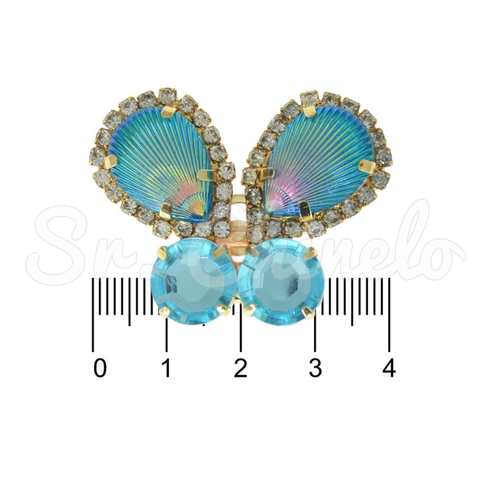 Piercing de Rebite, Banhado, Borboleta Sereia, Azul/Tiffany