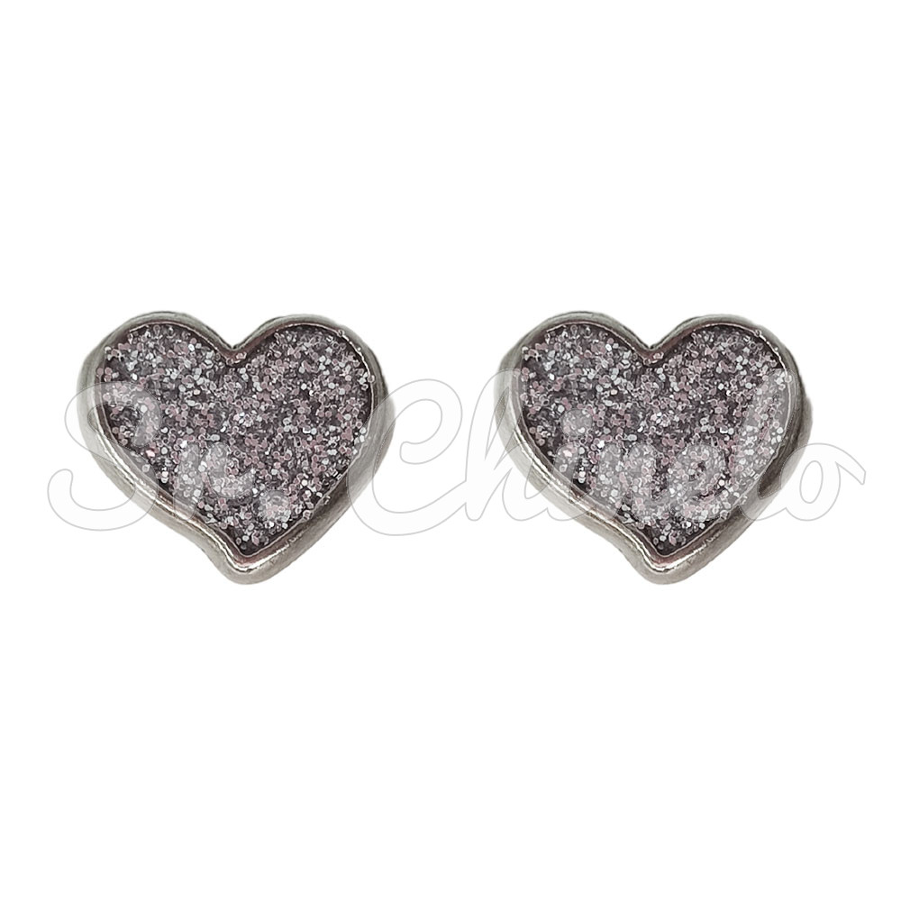 Piercing de Rebite, Coração, Prata, Glitter Prata