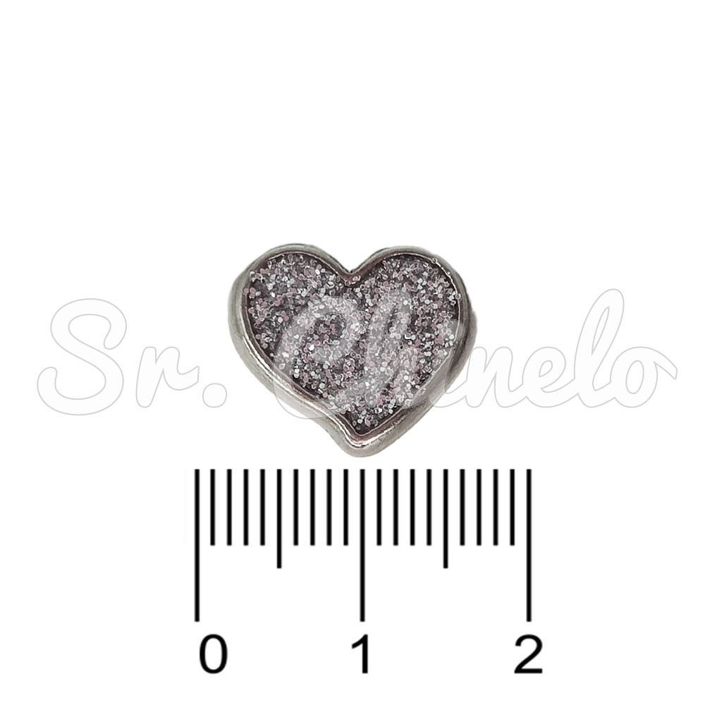 Piercing de Rebite, Coração, Prata, Glitter Prata