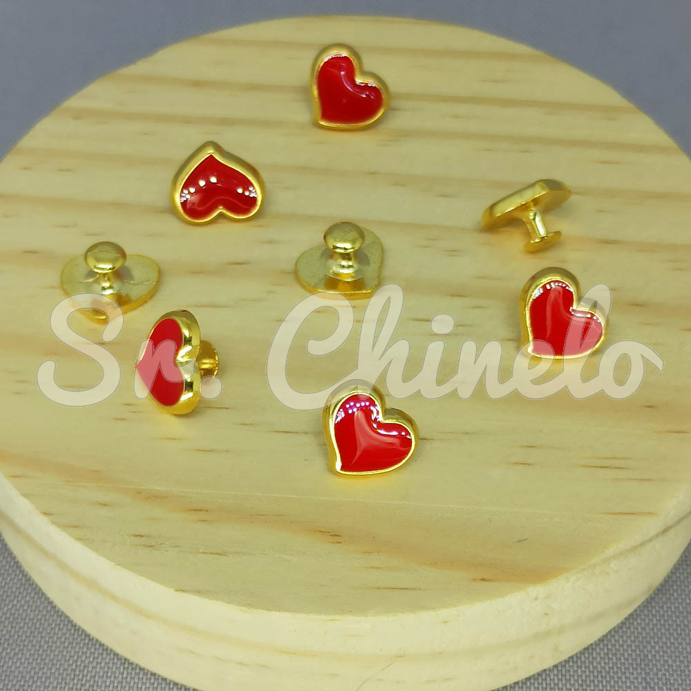 Piercing de Rebite, Coração, Dourado, Vermelho