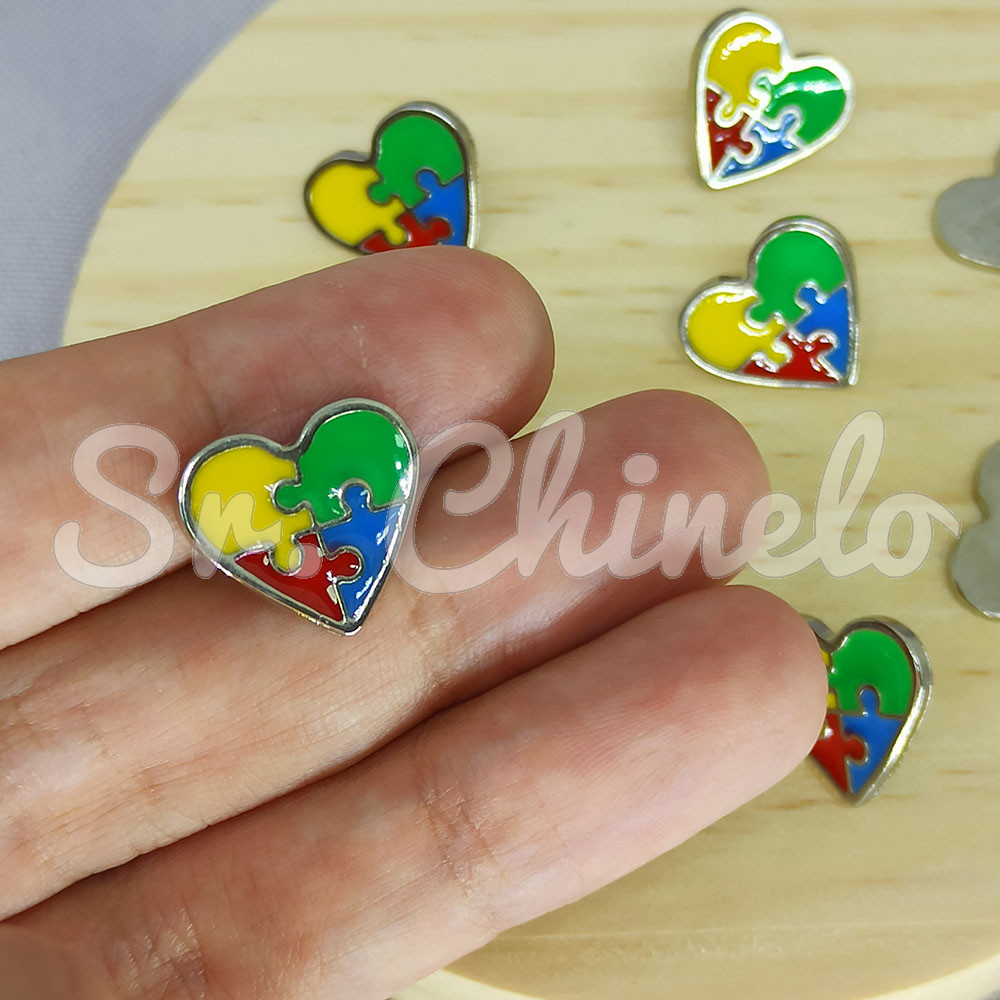 Piercing de Rebite, Coração Autismo, Colorido