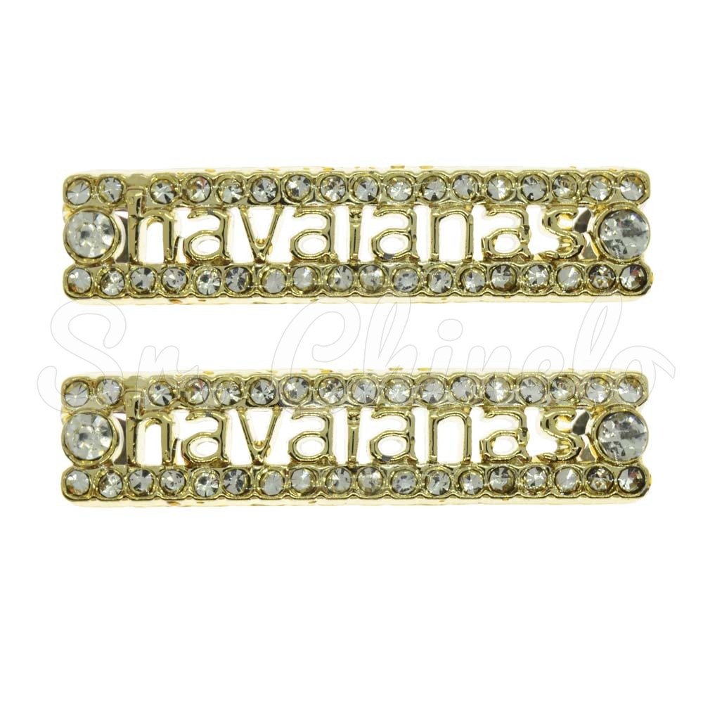 Piercing de Rebite, Plaquinha Havaianas, Ouro, Cristal