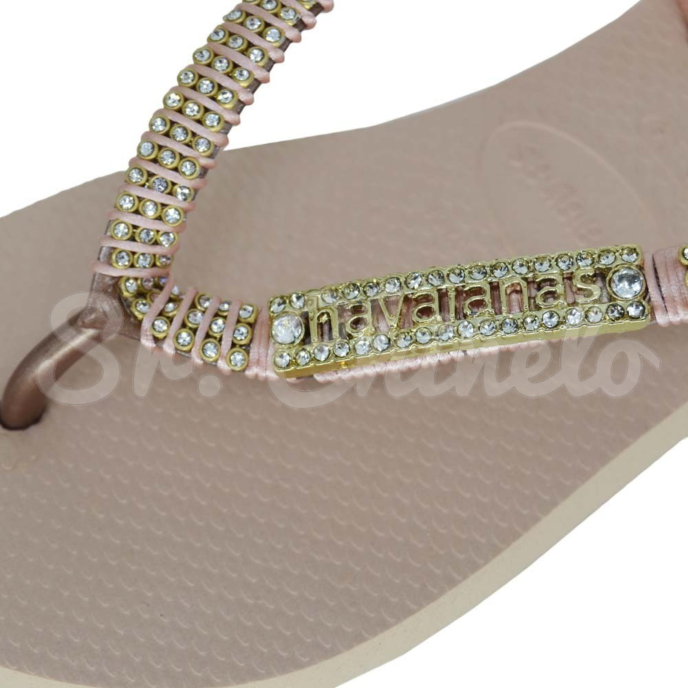 Piercing de Rebite, Plaquinha Havaianas, Ouro, Cristal