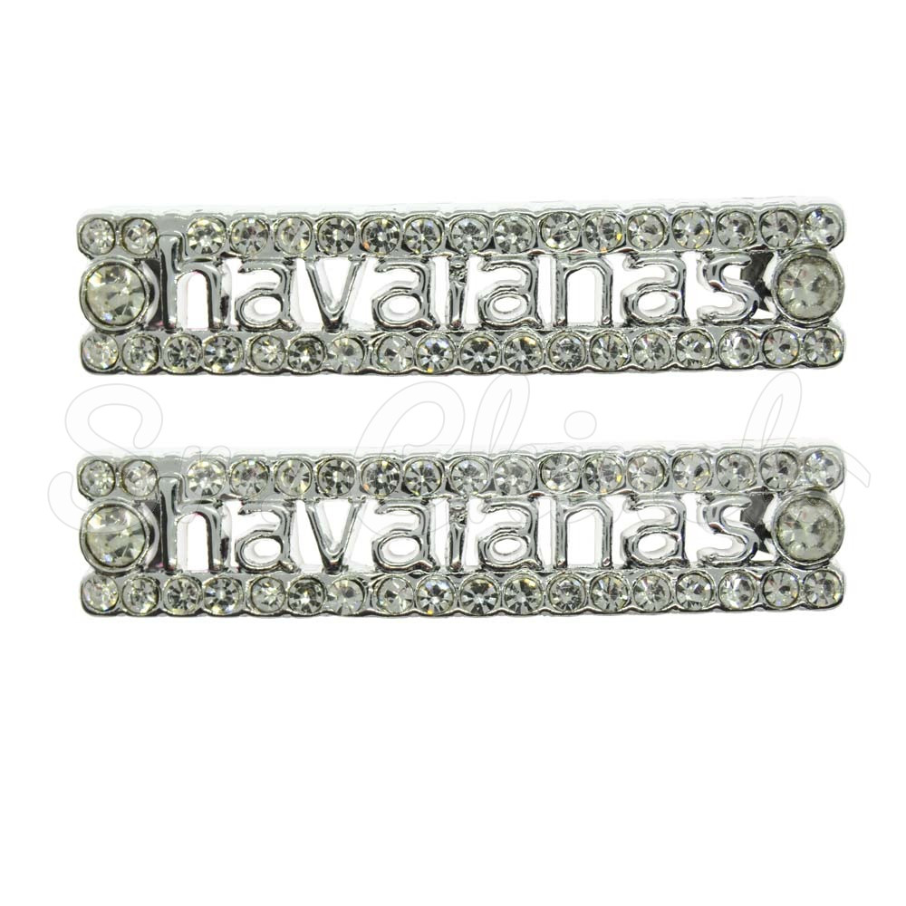 Piercing de Rebite, Plaquinha Havaianas, Prata, Cristal