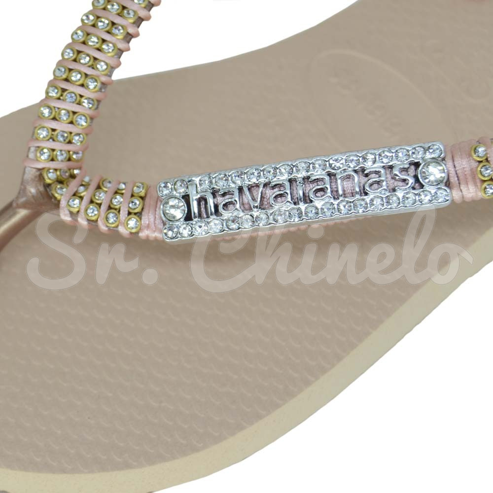 Piercing de Rebite, Plaquinha Havaianas, Prata, Cristal