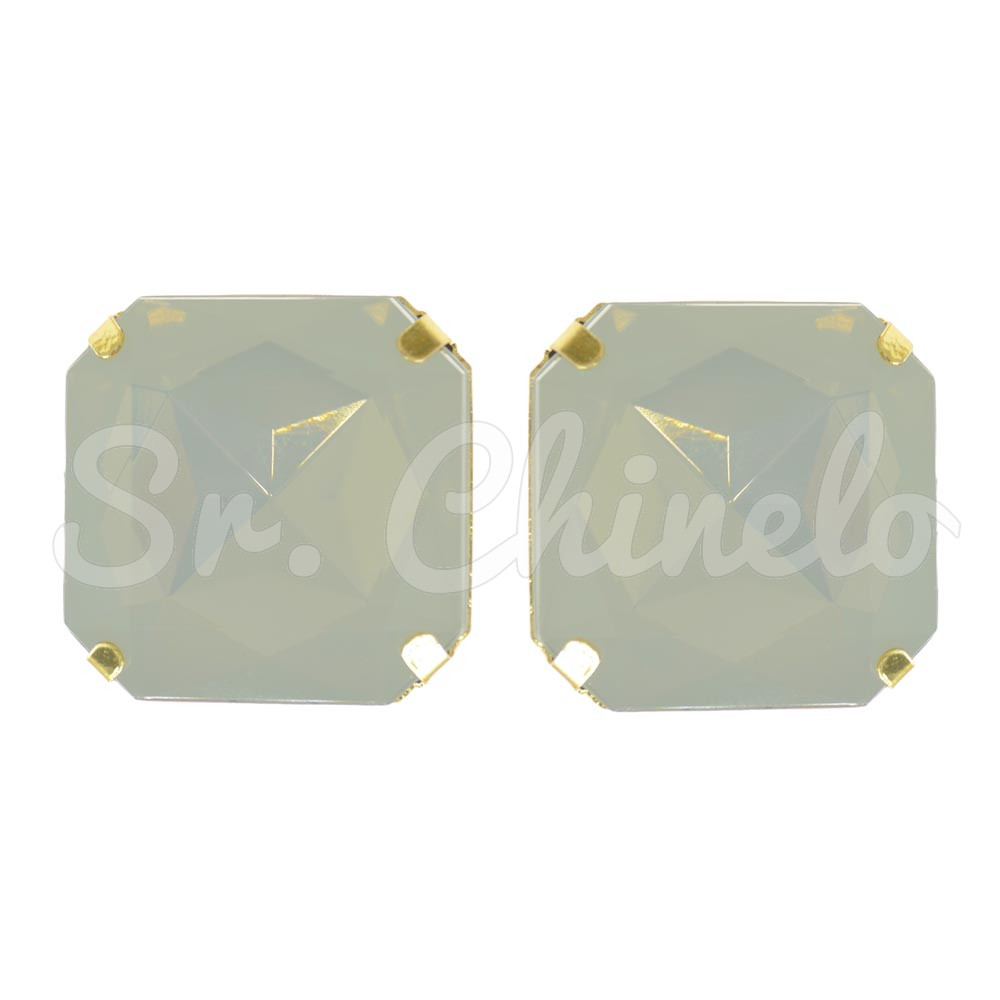 Piercing de Rebite, Quadrado, Branco Opal