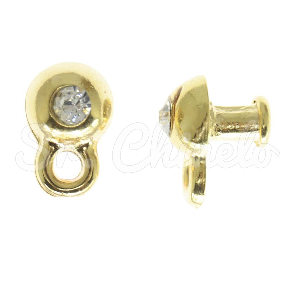 Piercing de Rebite com Argola, Ouro, Strass Cristal