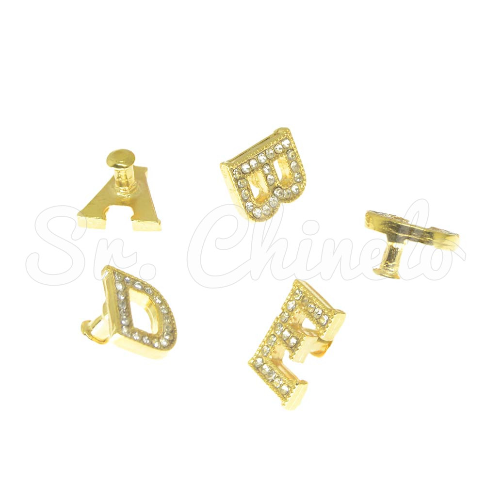Piercing de Rebite, Letras com Strass, Ouro, Cristal