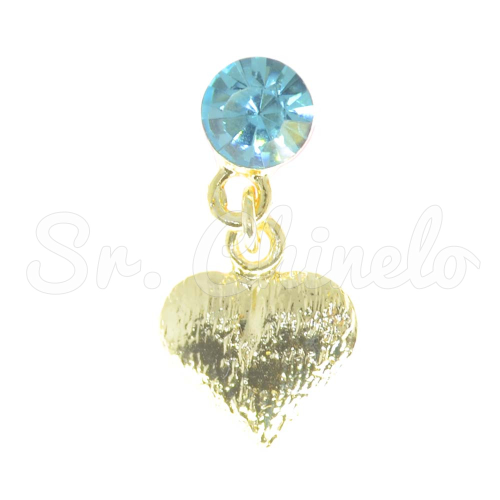 Piercing de Rebite com Pingente, Coração, Strass Tiffany