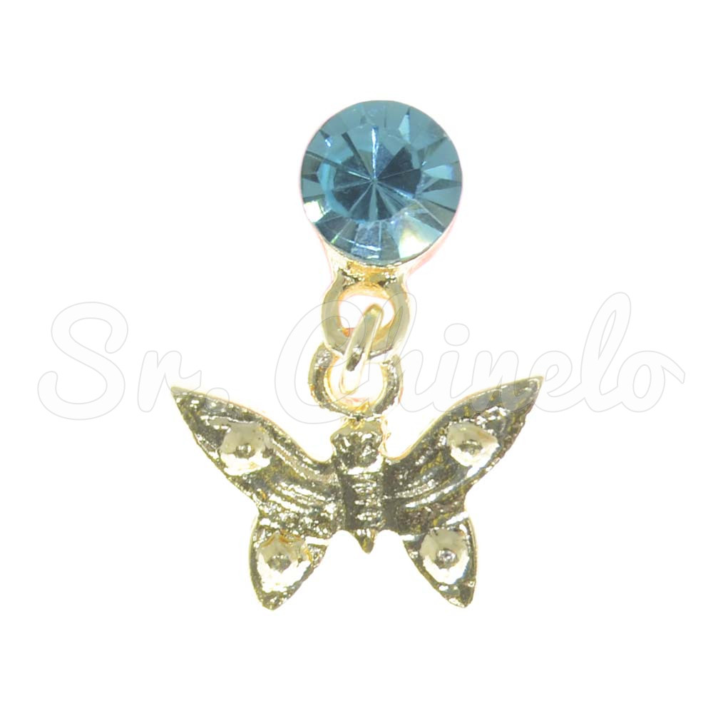 Piercing de Rebite com Pingente, Borboleta, Strass Tiffany