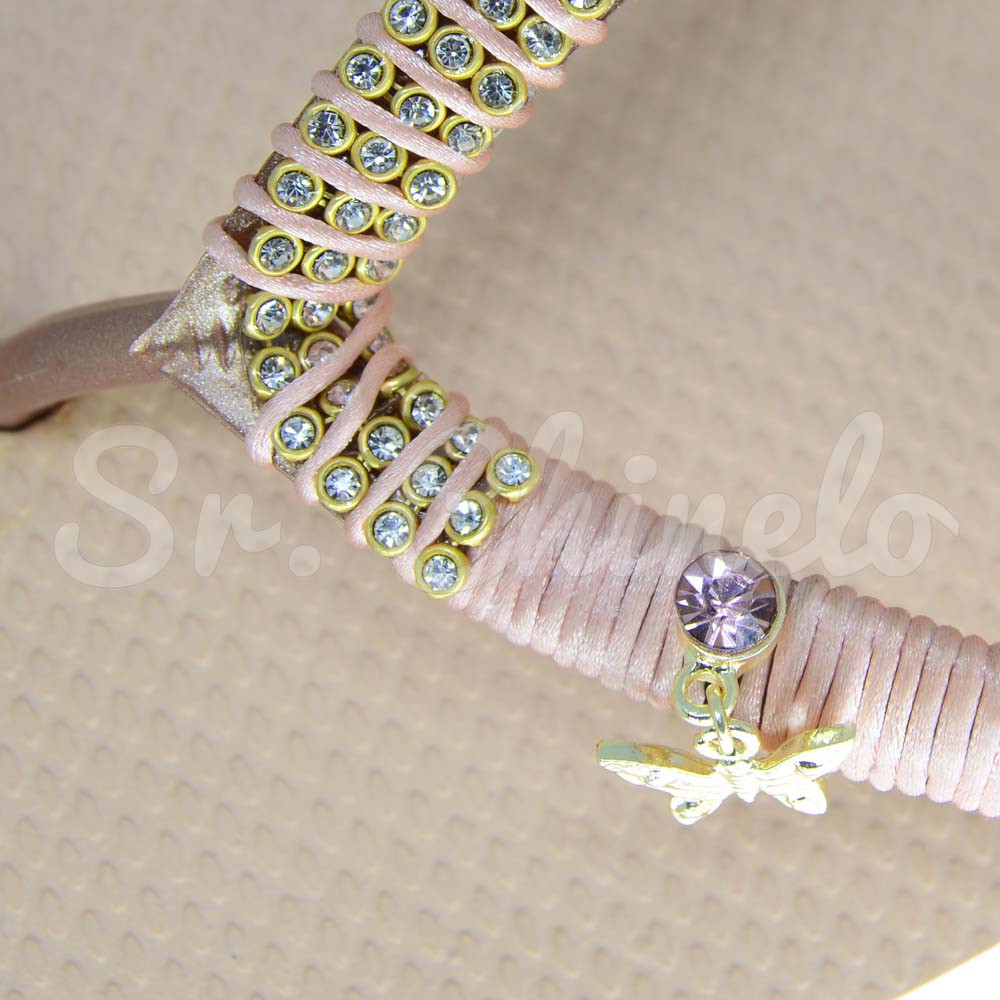 Piercing de Rebite com Pingente, Borboleta, Strass Rosa Claro