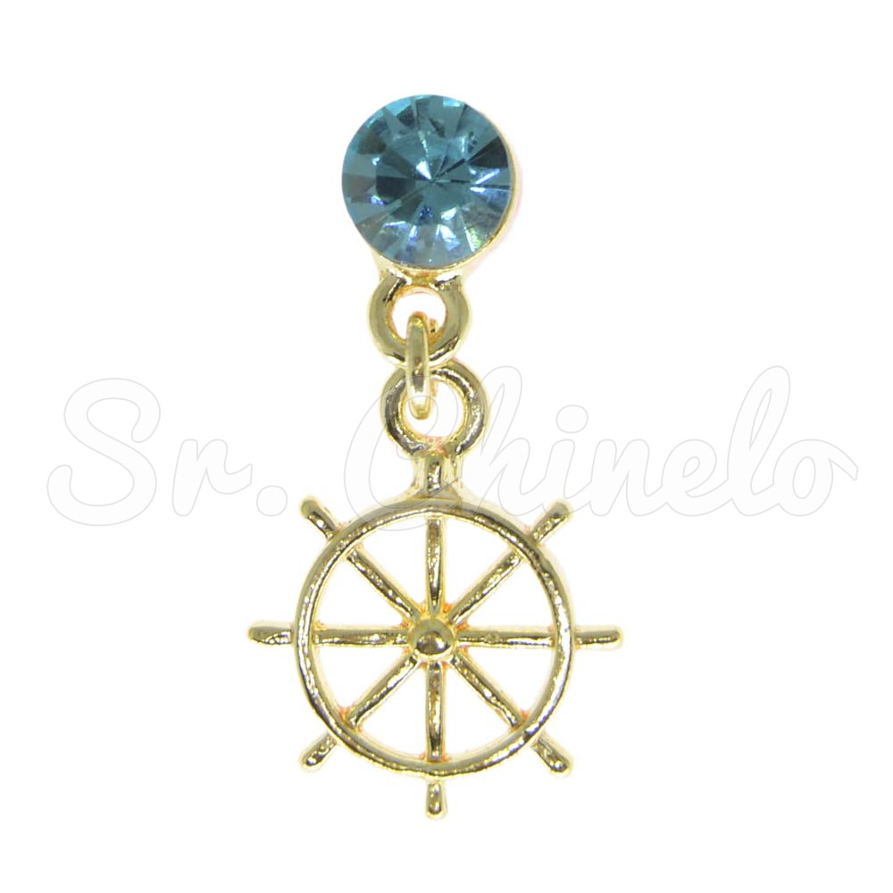 Piercing de Rebite com Pingente, Leme, Strass Tiffany