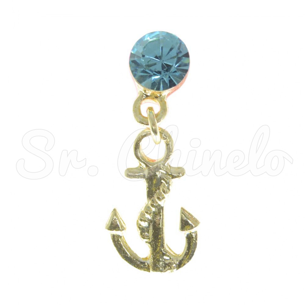 Piercing de Rebite com Pingente, Âncora, Strass Tiffany