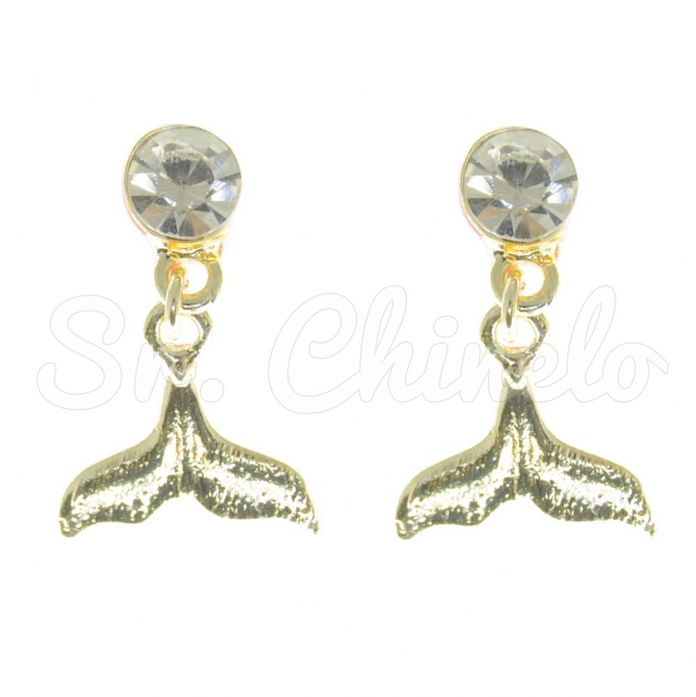 Piercing de Rebite com Pingente, Rabo de Sereia, Strass Cristal