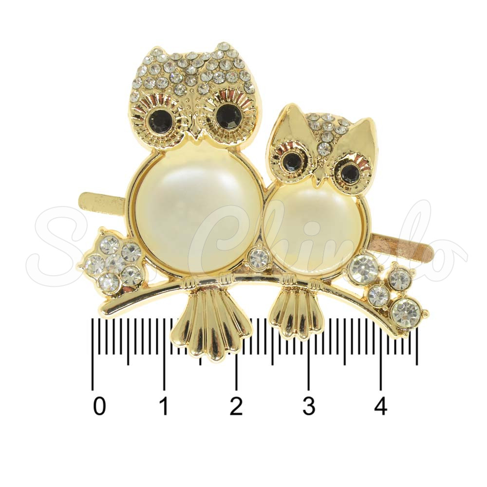 Piercing de Garra, Coruja Mãe e Filha, Ouro, Creme/Preto