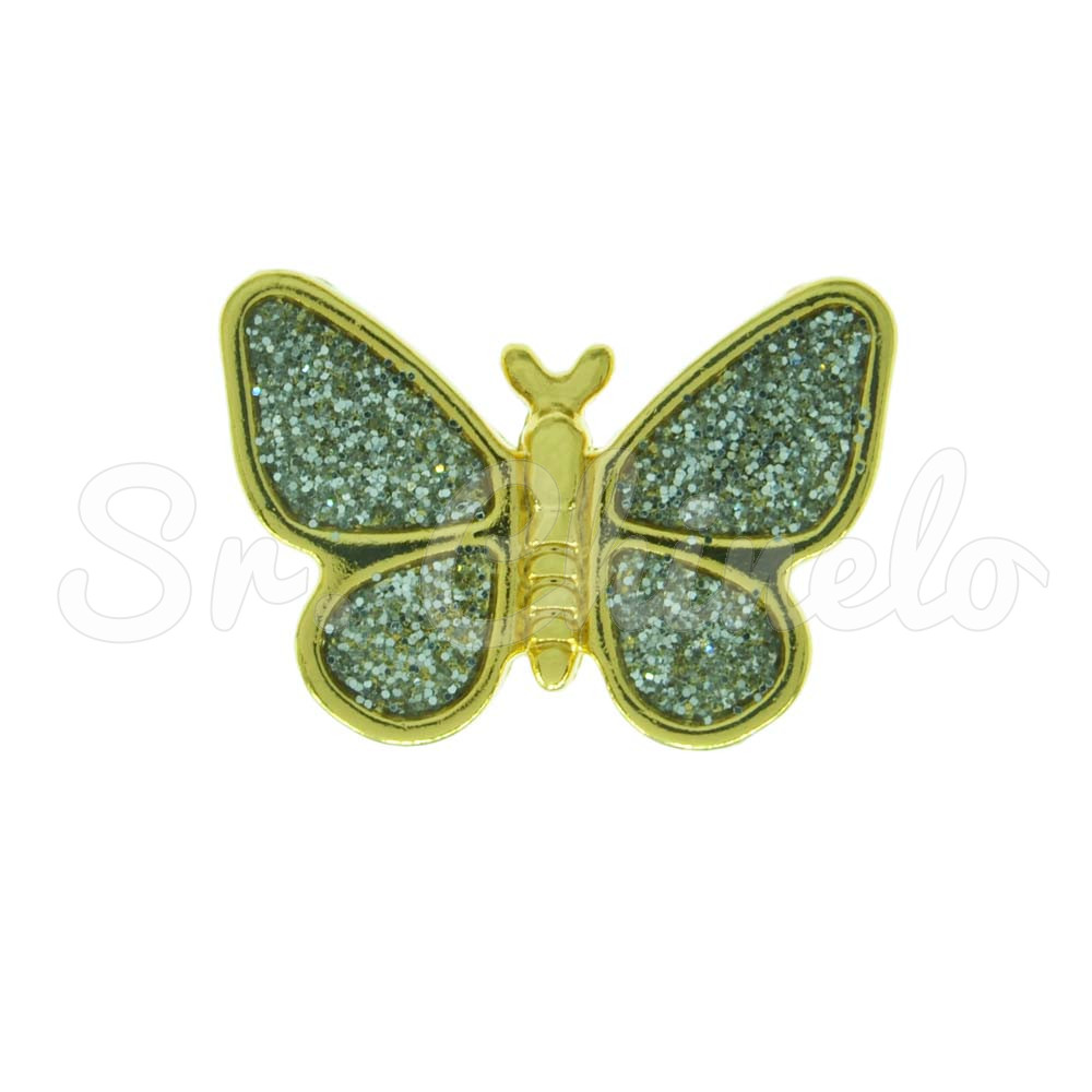 Passante, Borboleta, Ouro, Glitter Prata