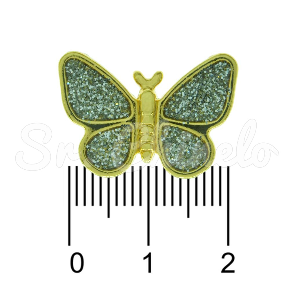 Passante, Borboleta, Ouro, Glitter Prata