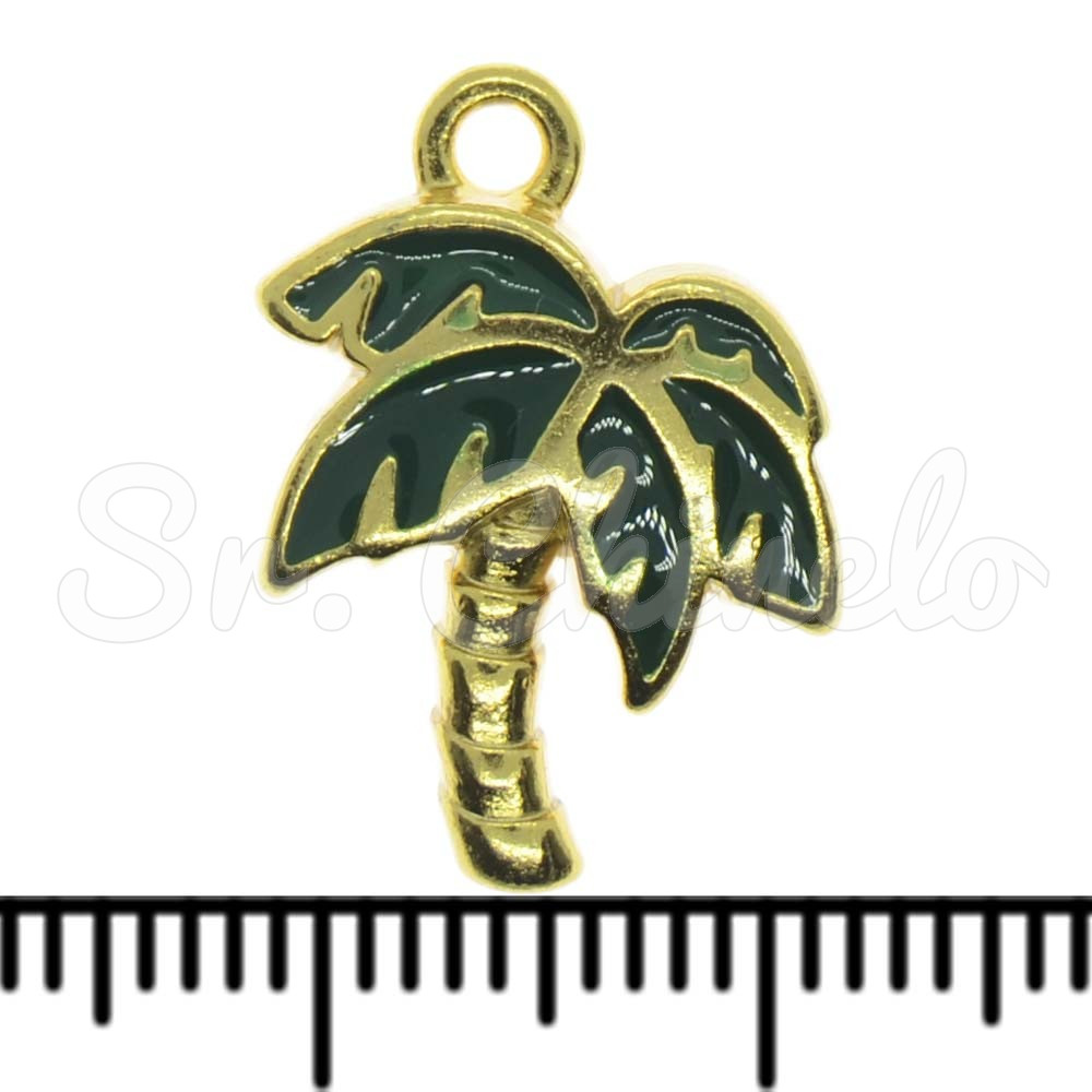 Pingente, Coqueiro, Ouro, Verde